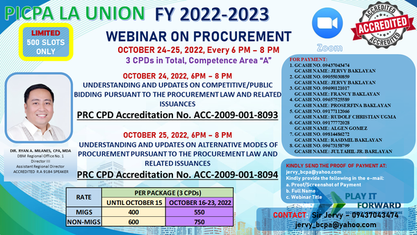 Picpa Lu Discounted Package Webinars On Procurement Philippine