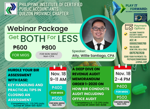 PICPA QUEZON NOV 18 2022 DISCOUNTED PACKAGE WEBINARS Philippine