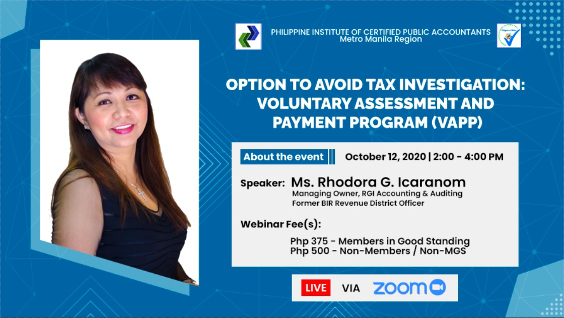 OPTION TO AVOID TAX INVESTIGATION: VOLUNTARY ASSESSMENT AND PAYMENT ...