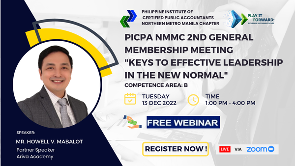 PICPA NMMC 2nd General Membership Meeting FREE Webinar on 