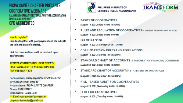 PICPA CAVITE COOPERATIVE SERIES- Session 5: STANDARD CHART OF ACCOUNTS